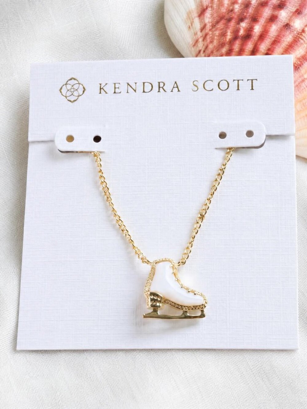 Kendra Scott Ice Skate Gold White Mother-of-Pearl Pendant Necklace